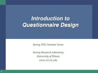Introduction to Questionnaire Design