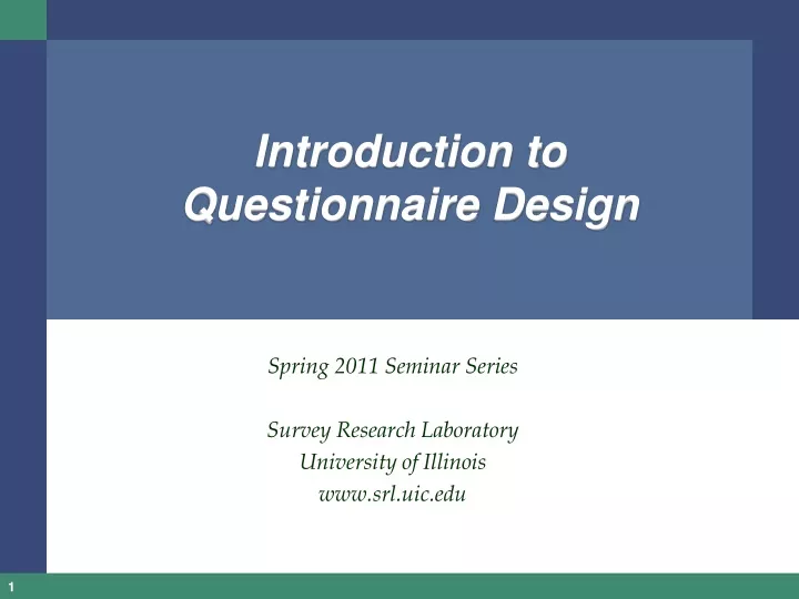 introduction to questionnaire design