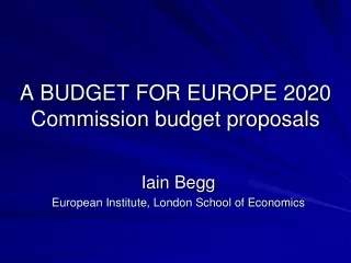 A BUDGET FOR EUROPE 2020  Commission budget proposals