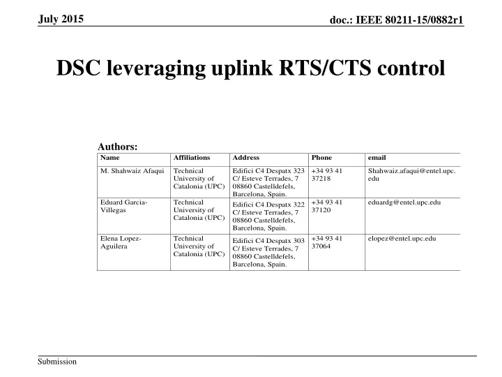 dsc leveraging uplink rts cts control