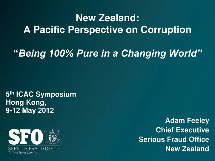 new zealand a pacific perspective on corruption being 100 pure in a changing world