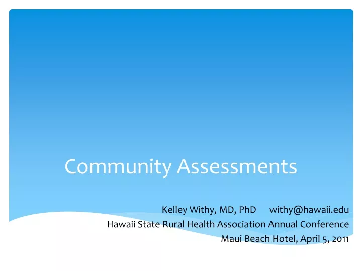 community assessments