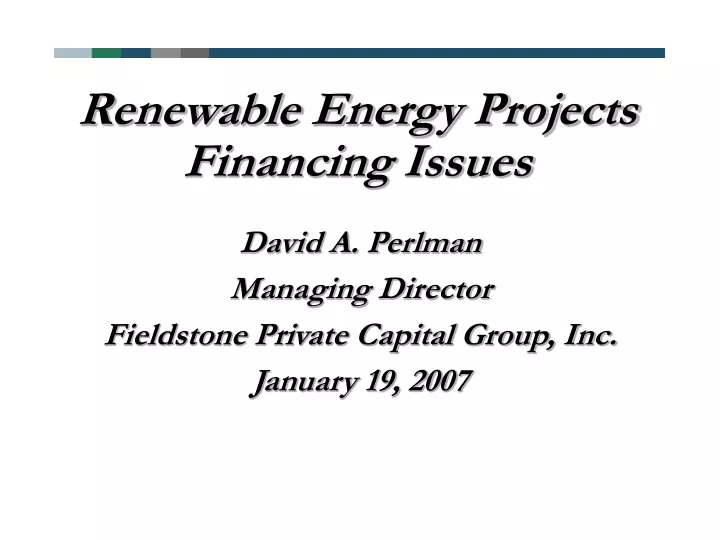 renewable energy projects financing issues