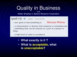 Quality in Business v1.6 Walter Shawlee 2, Sphere Research Corporation