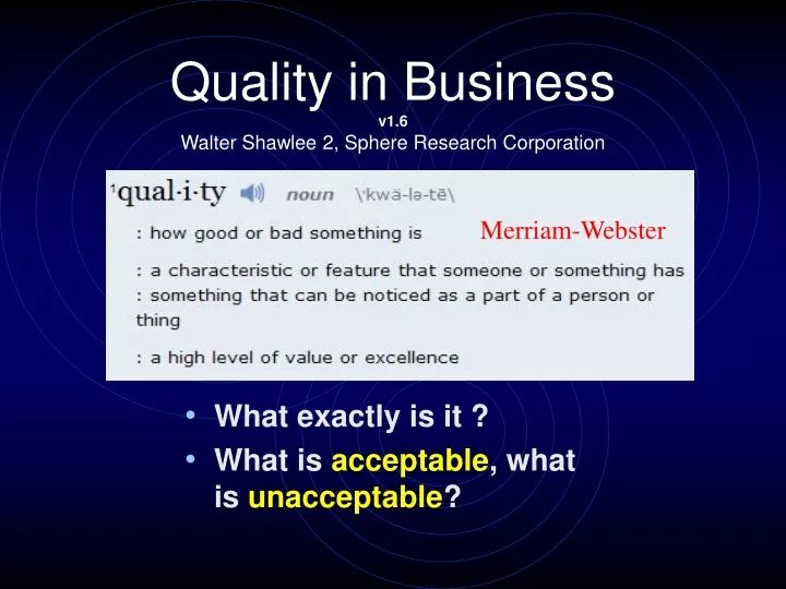 quality in business v1 6 walter shawlee 2 sphere research corporation