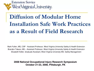 Diffusion of Modular Home Installation Safe Work Practices as a Result of Field Research