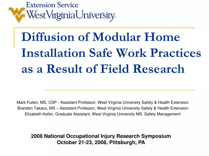 diffusion of modular home installation safe work practices as a result of field research