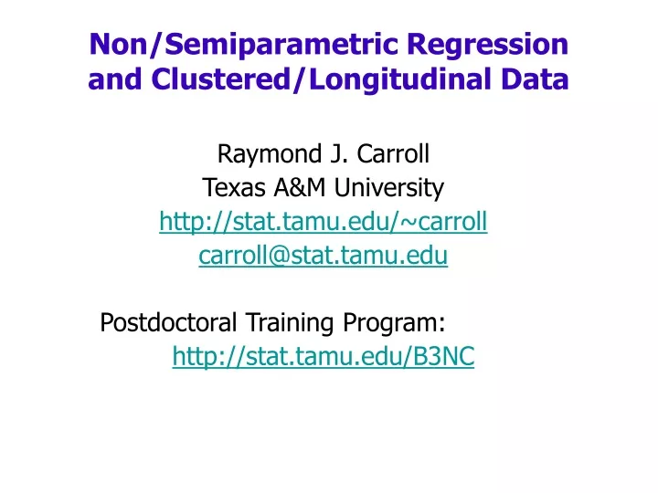 non semiparametric regression and clustered