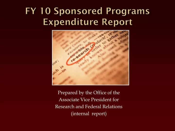 fy 10 sponsored programs expenditure report