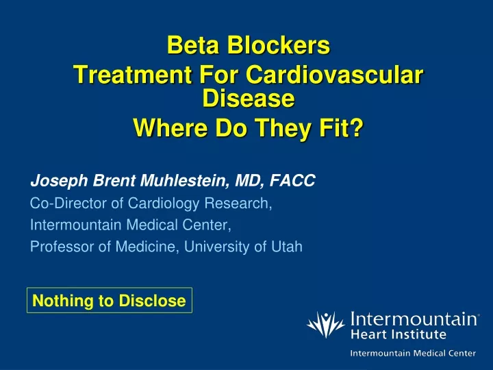 beta blockers treatment for cardiovascular
