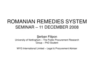 ROMANIAN REMEDIES SYSTEM