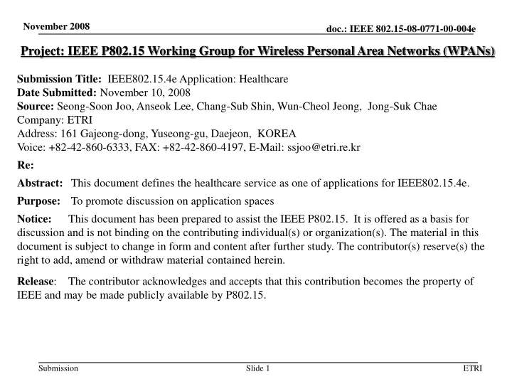 project ieee p802 15 working group for wireless