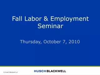 Fall Labor &amp; Employment Seminar