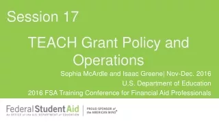 TEACH Grant Policy and Operations