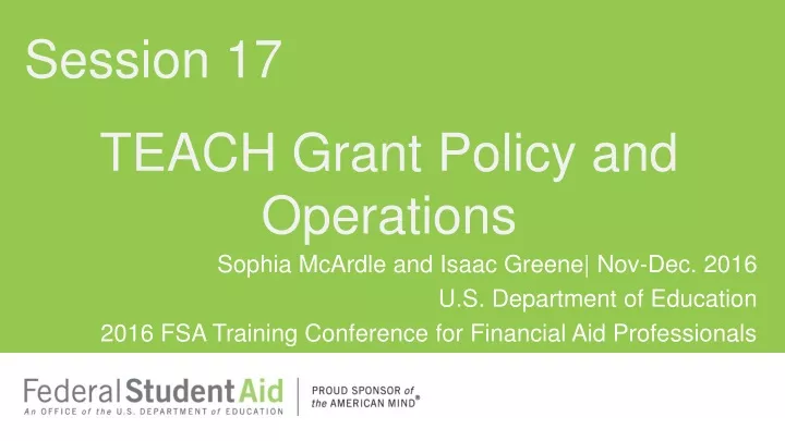 teach grant policy and operations
