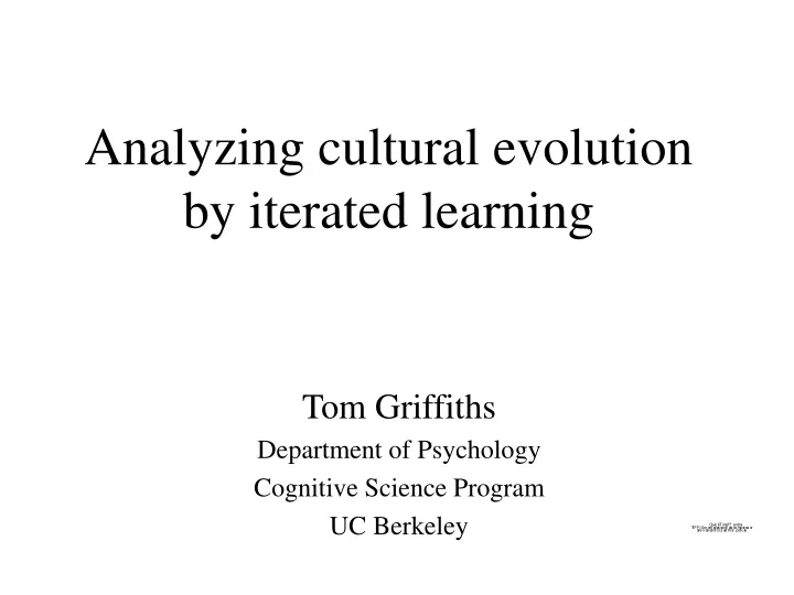 analyzing cultural evolution by iterated learning