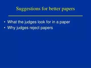 Suggestions for better papers