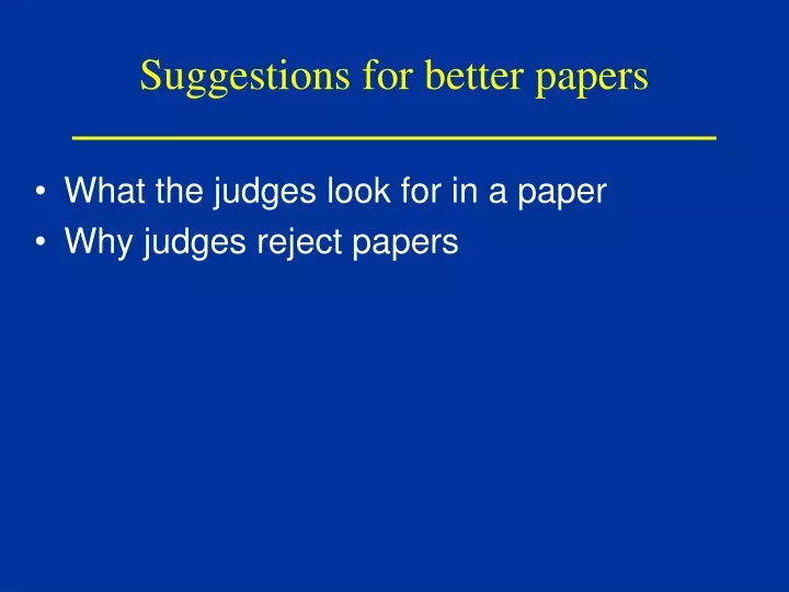 suggestions for better papers