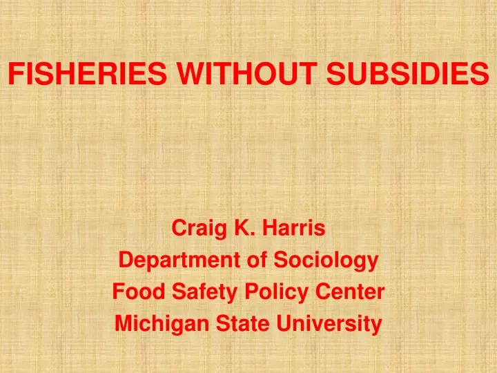 fisheries without subsidies