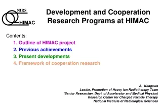 Development and Cooperation Research Programs at HIMAC