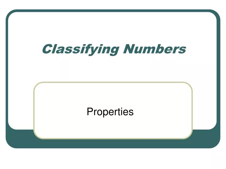 classifying numbers