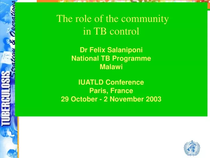 the role of the community in tb control dr felix