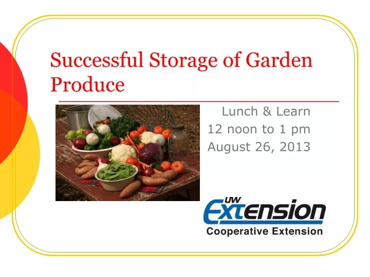 successful storage of garden produce
