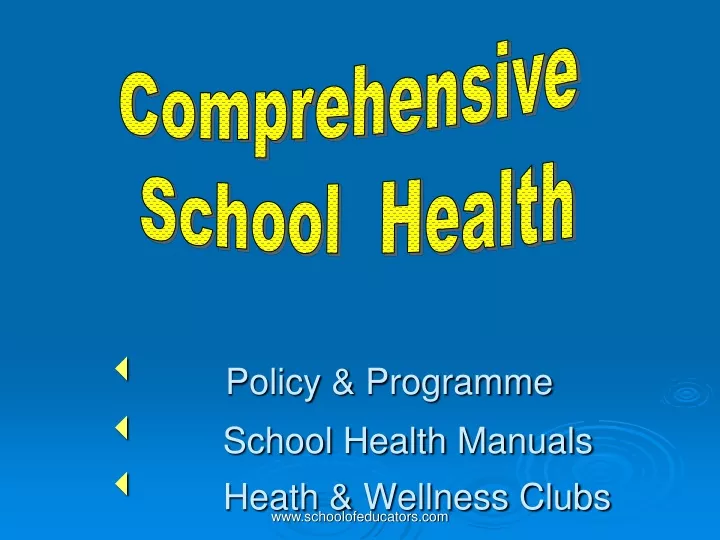 policy programme school health manuals heath wellness clubs