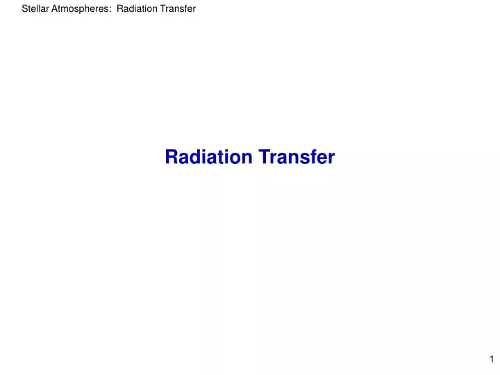 radiation transfer