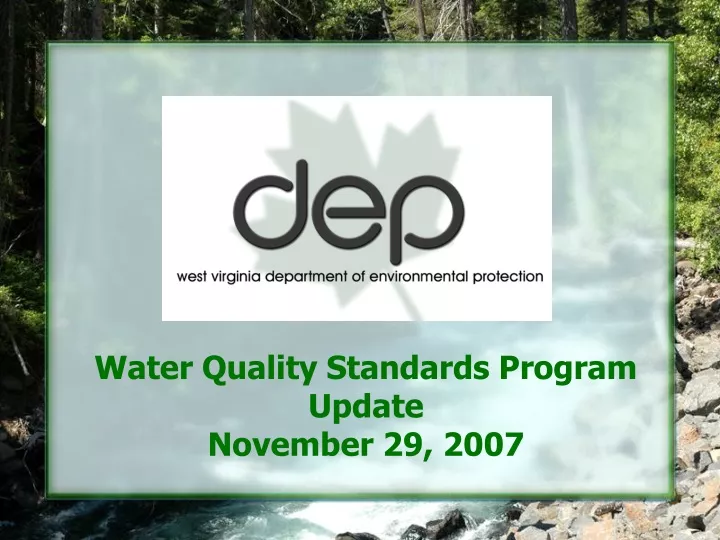 water quality standards program update november 29 2007