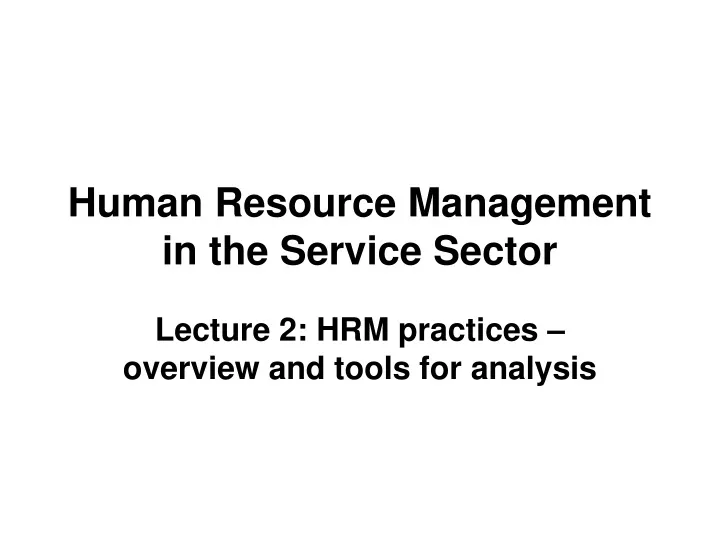 human resource management in the service sector