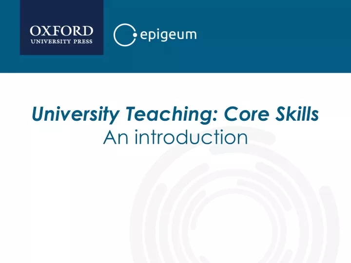 university teaching core skills an introduction