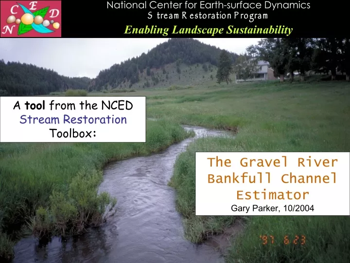 a tool from the nced stream restoration toolbox