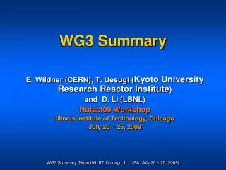 WG3 Summary