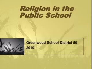 Religion in the Public School