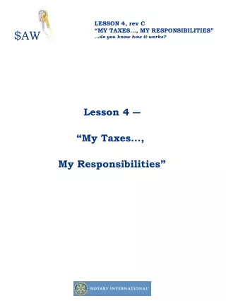 Lesson 4 ― “My Taxes…,  My Responsibilities”