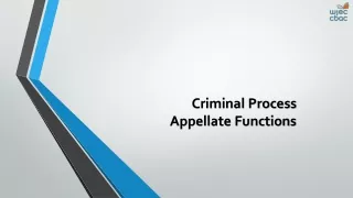 Criminal Process  Appellate Functions