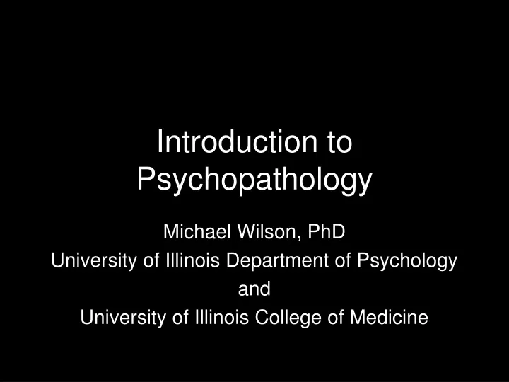 introduction to psychopathology