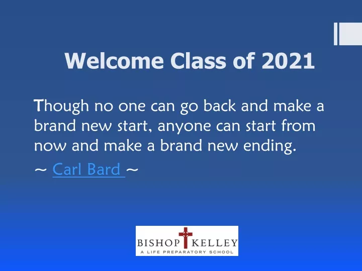 welcome class of 2021