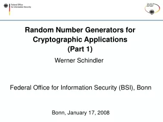Random Number Generators for Cryptographic Applications (Part 1)