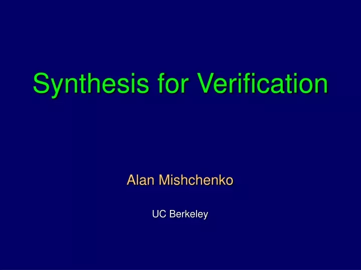 synthesis for verification