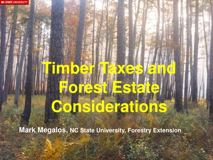 timber taxes and forest estate considerations