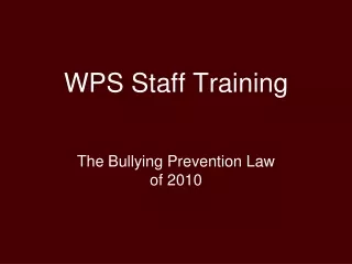 WPS Staff Training
