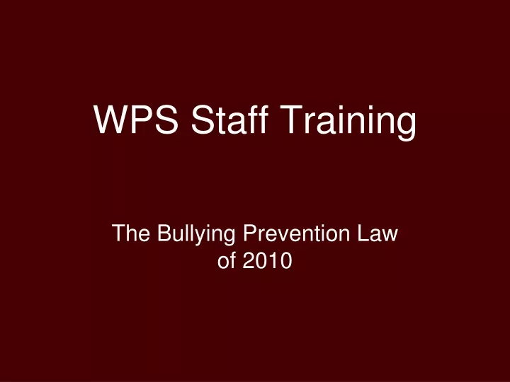 the bullying prevention law of 2010