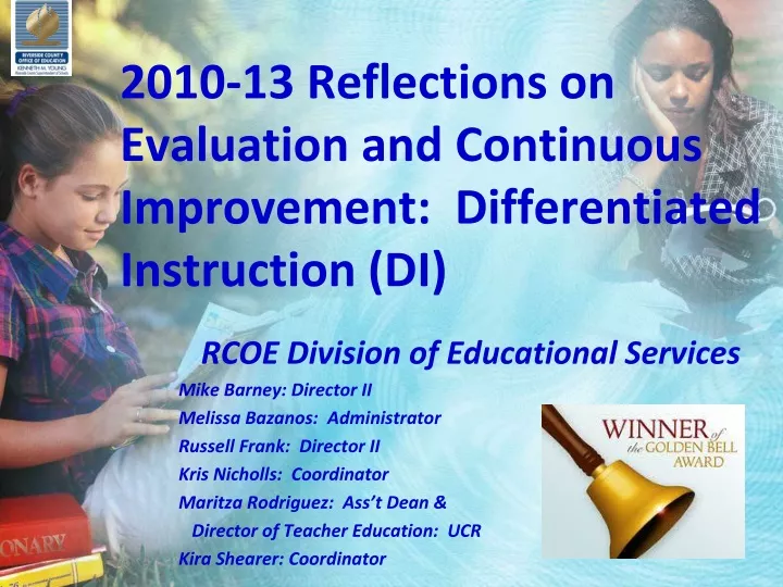 2010 13 reflections on evaluation and continuous improvement differentiated instruction di