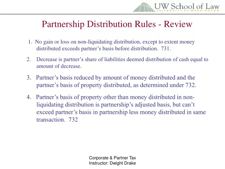 partnership distribution rules review