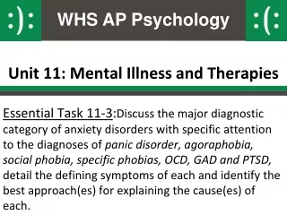 Unit 11: Mental Illness and Therapies