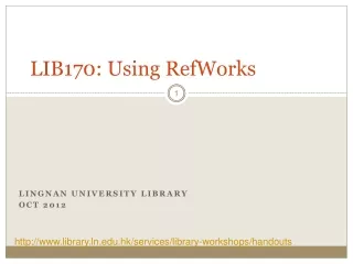 LIB170: Using RefWorks