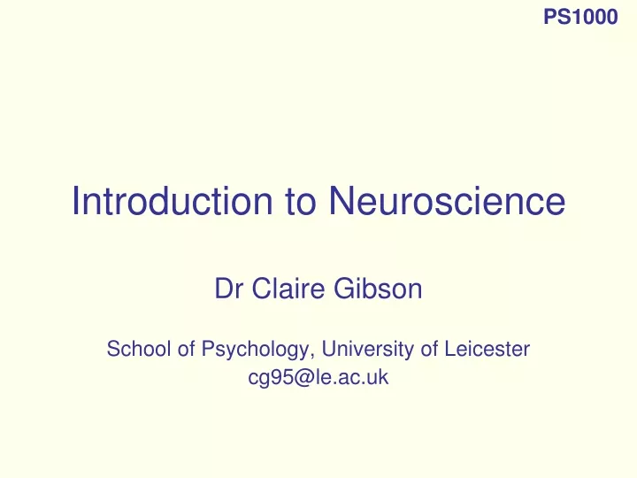 introduction to neuroscience