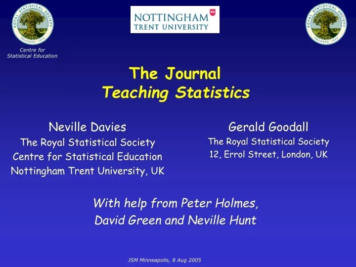 the journal teaching statistics